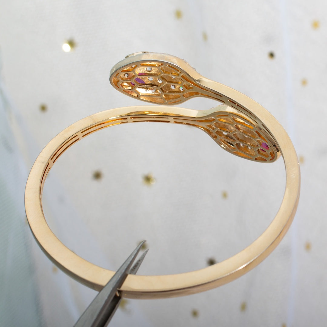 [Rose Jewelrys]SERPENTI BRACELET PINK GOLD DIAMOND DOUBLE SNAKE