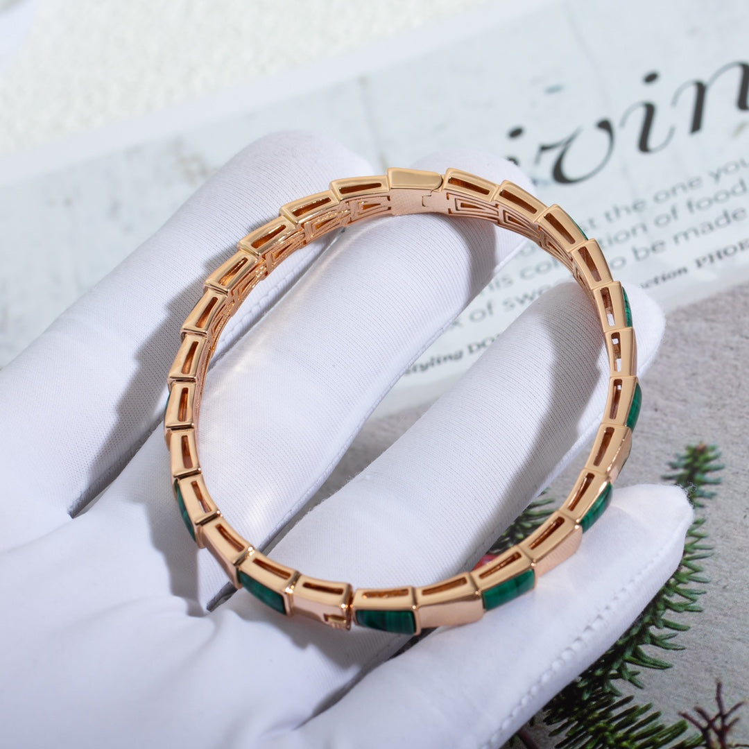 [Rose Jewelrys]SERPENTI BRACELET PINK GOLD MALACHITE