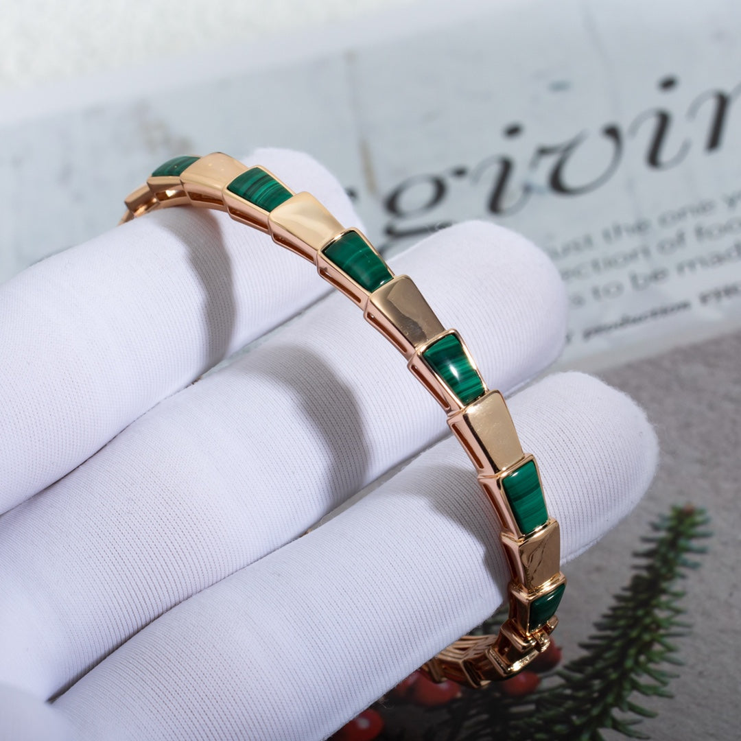 [Rose Jewelrys]SERPENTI BRACELET PINK GOLD MALACHITE