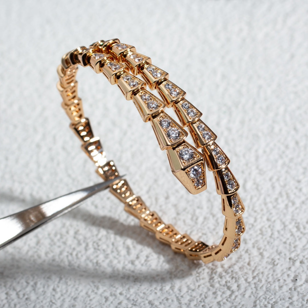 [Rose Jewelrys]SERPENTI BRACELET 6.8MM PINK GOLD DIAMOND