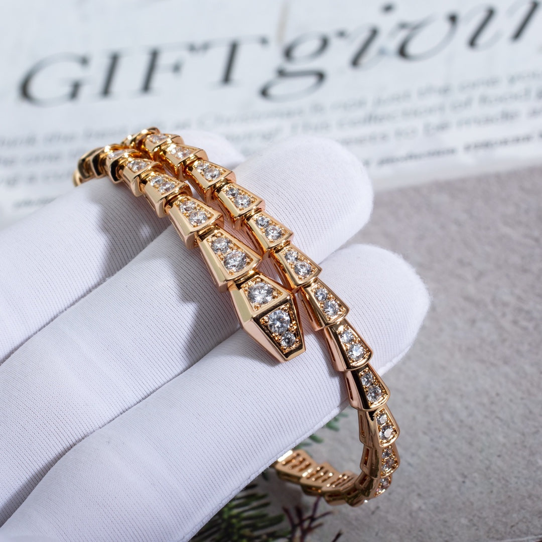 [Rose Jewelrys]SERPENTI BRACELET 6.8MM PINK GOLD DIAMOND