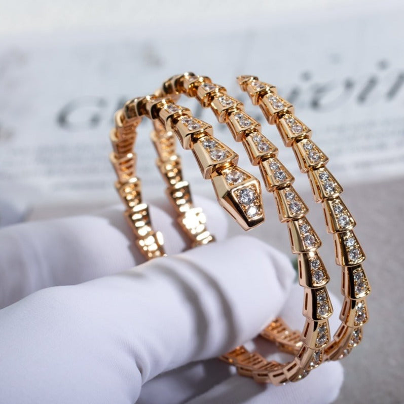 [Rose Jewelrys]SERPENTI BRACELET PINK GOLD DIAMOND DOUBLE ROW