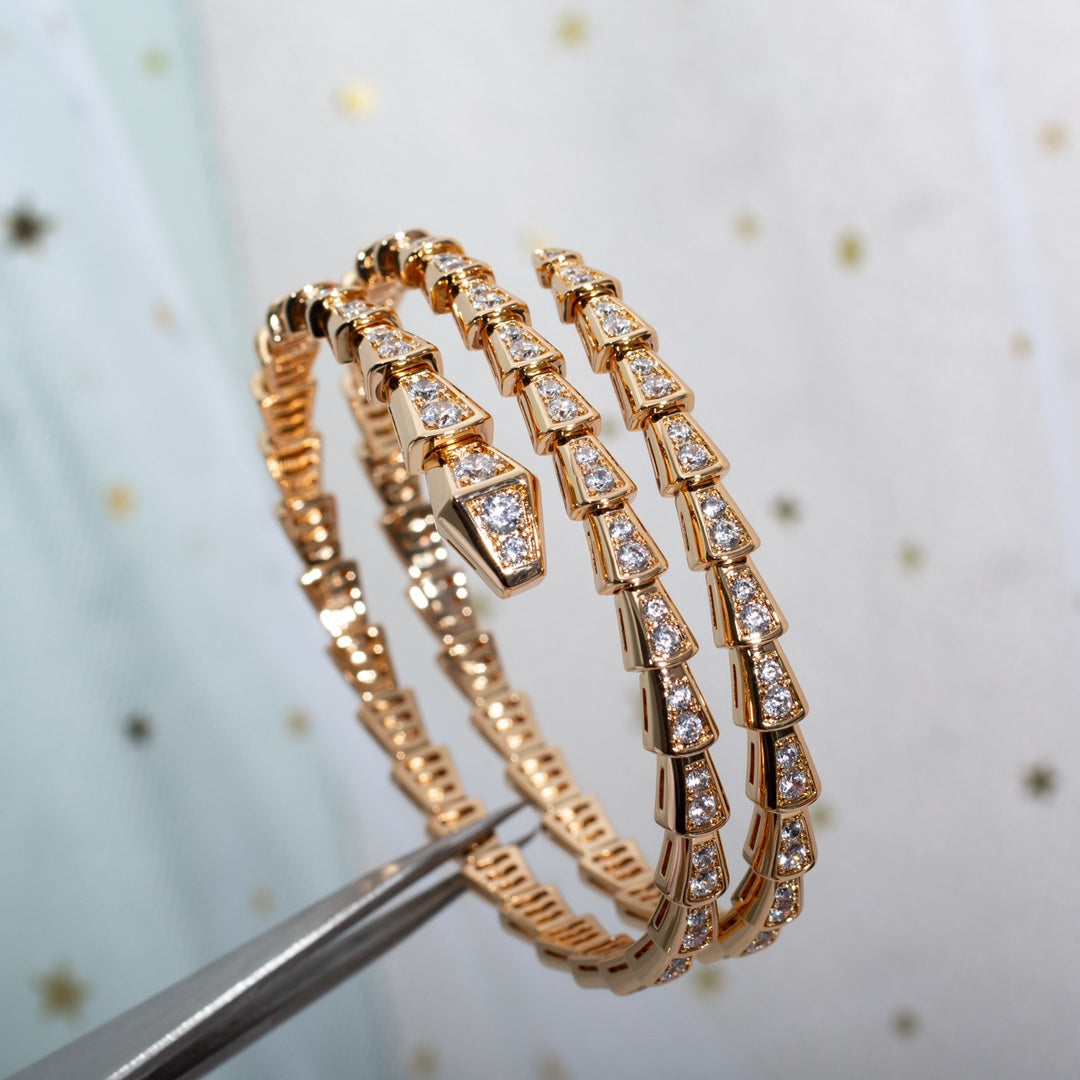 [Rose Jewelrys]SERPENTI BRACELET PINK GOLD DIAMOND DOUBLE ROW