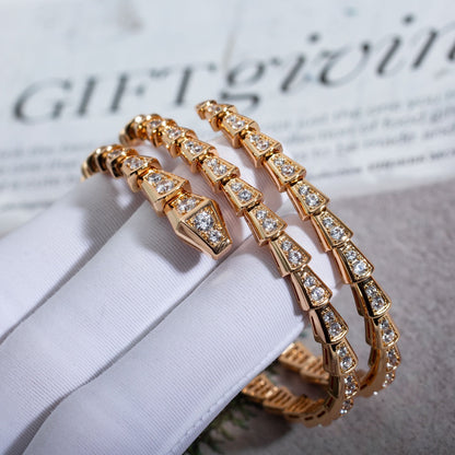[Rose Jewelrys]SERPENTI BRACELET PINK GOLD DIAMOND DOUBLE ROW