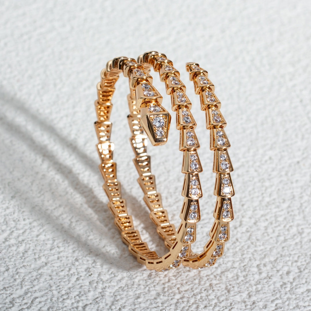 [Rose Jewelrys]SERPENTI BRACELET PINK GOLD DIAMOND DOUBLE ROW