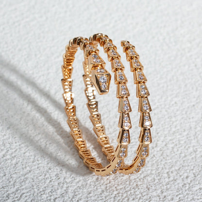 [Rose Jewelrys]SERPENTI BRACELET PINK GOLD DIAMOND DOUBLE ROW