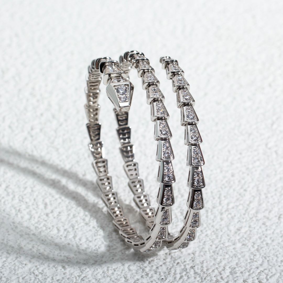 [Rose Jewelrys]SERPENTI BRACELET SILVER DIAMOND DOUBLE ROW