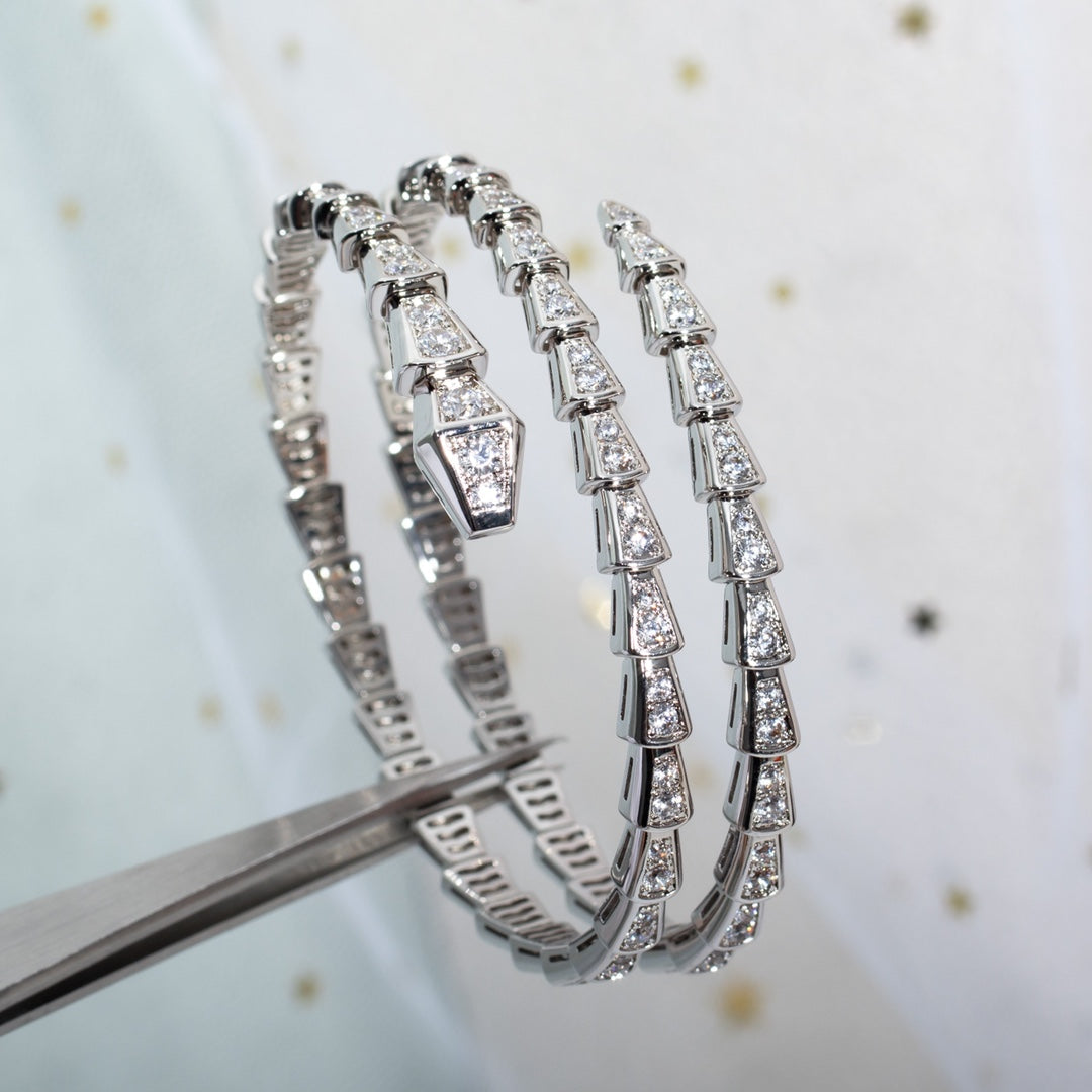 [Rose Jewelrys]SERPENTI BRACELET SILVER DIAMOND DOUBLE ROW