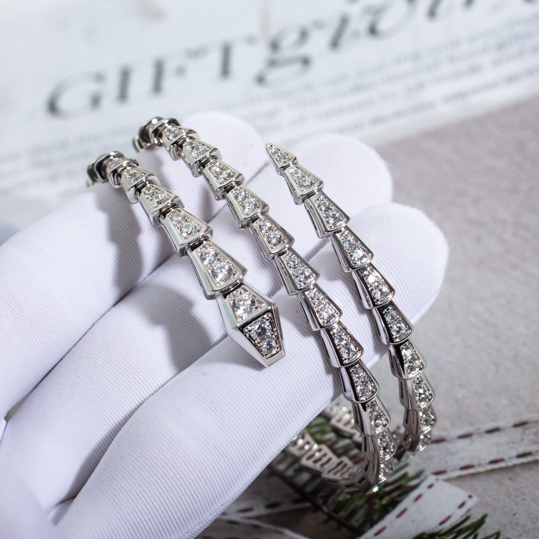 [Rose Jewelrys]SERPENTI BRACELET SILVER DIAMOND DOUBLE ROW