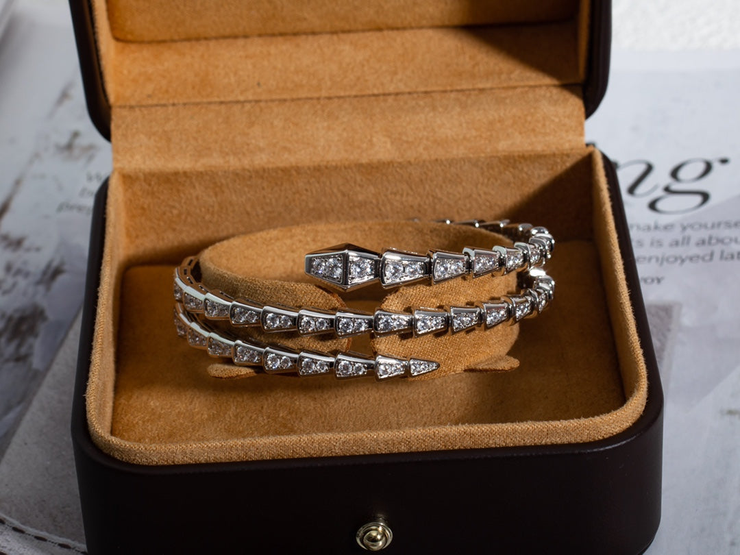 [Rose Jewelrys]SERPENTI BRACELET SILVER DIAMOND DOUBLE ROW
