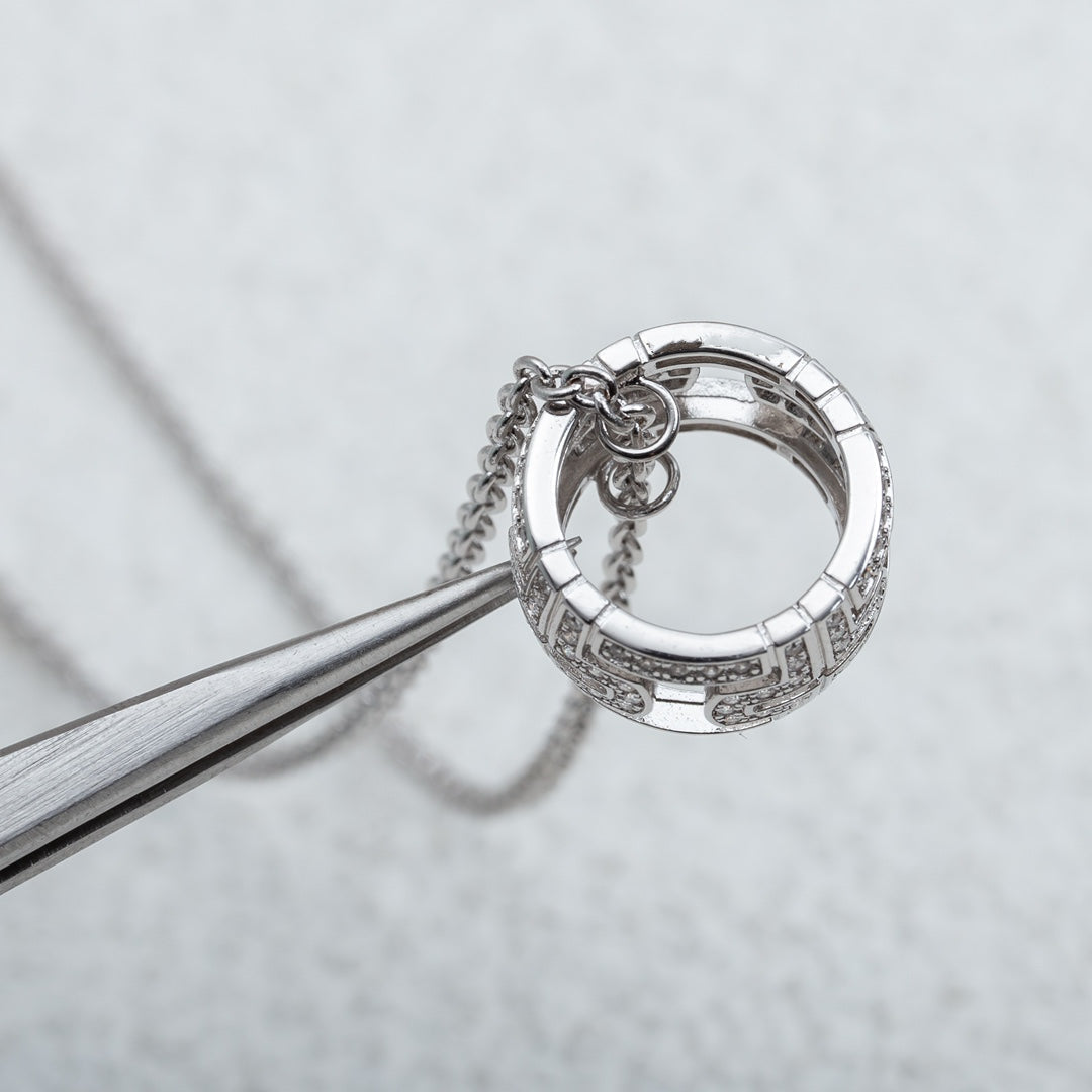 [Rose Jewelrys]PARENTESI NECKLACE SILVER DIAMOND
