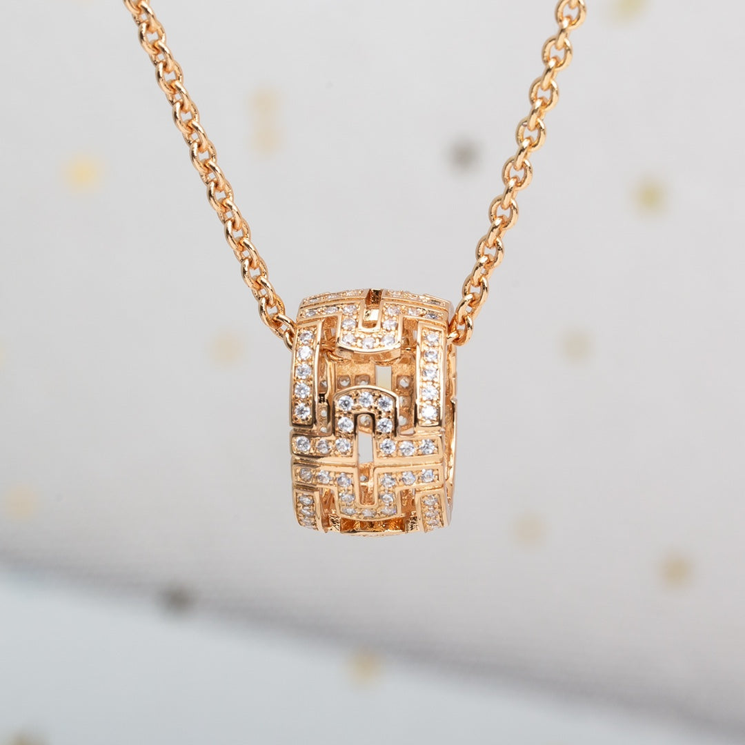 [Rose Jewelrys]PARENTESI NECKLACE PINK GOLD DIAMOND
