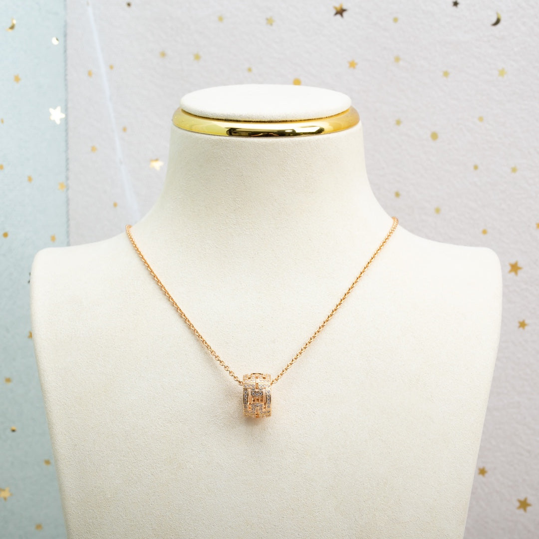 [Rose Jewelrys]PARENTESI NECKLACE PINK GOLD DIAMOND