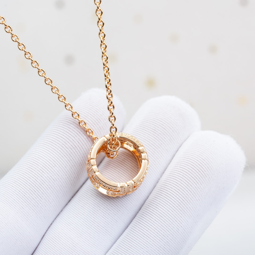 [Rose Jewelrys]PARENTESI NECKLACE PINK GOLD DIAMOND