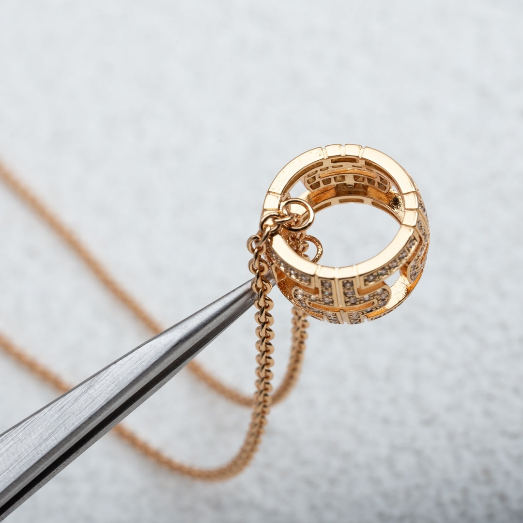 [Rose Jewelrys]PARENTESI NECKLACE PINK GOLD DIAMOND