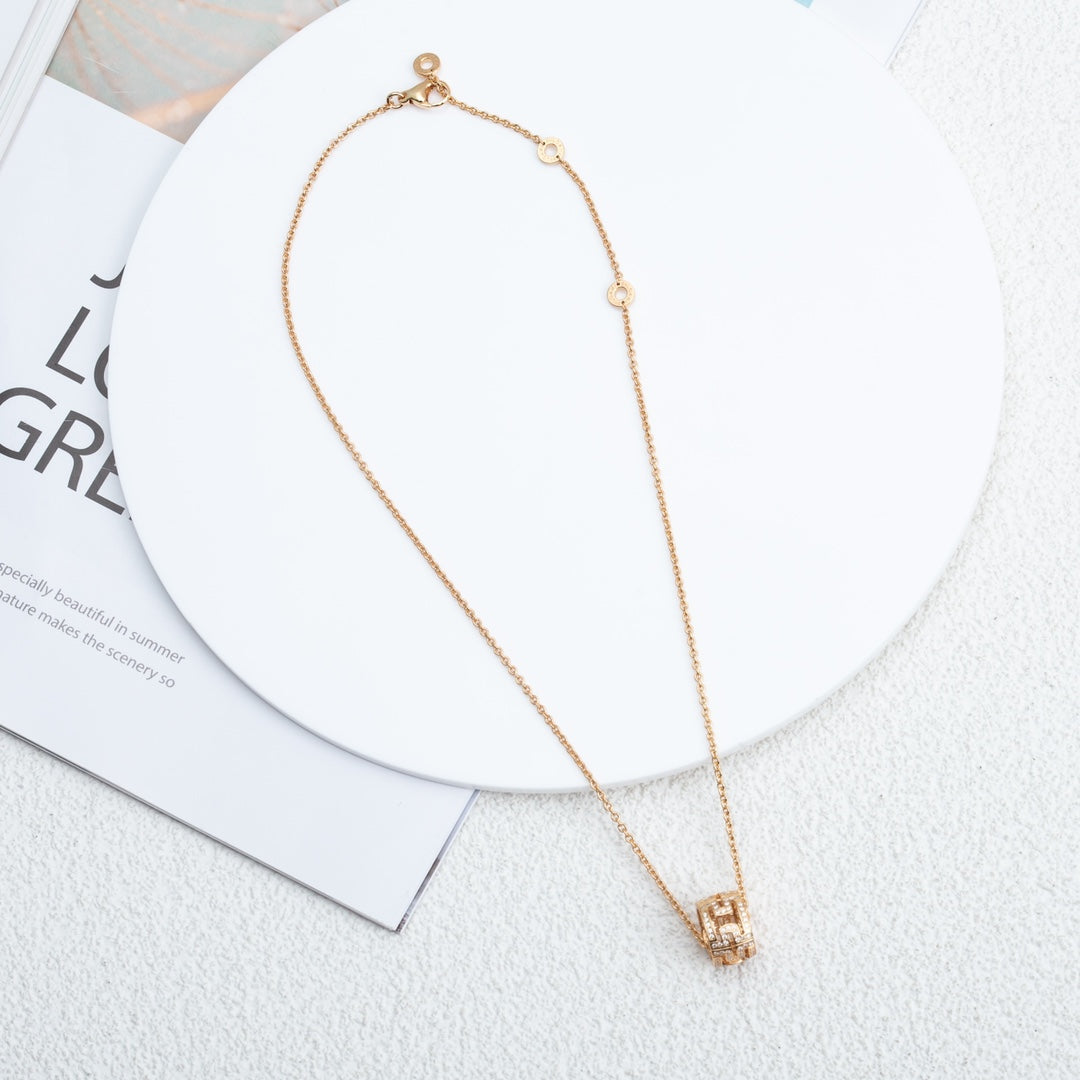 [Rose Jewelrys]PARENTESI NECKLACE PINK GOLD DIAMOND