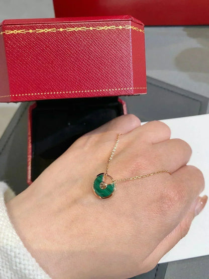 [Rose Jewelrys]AMULETTE ROSE GOLD MALACHITE NECKLACE