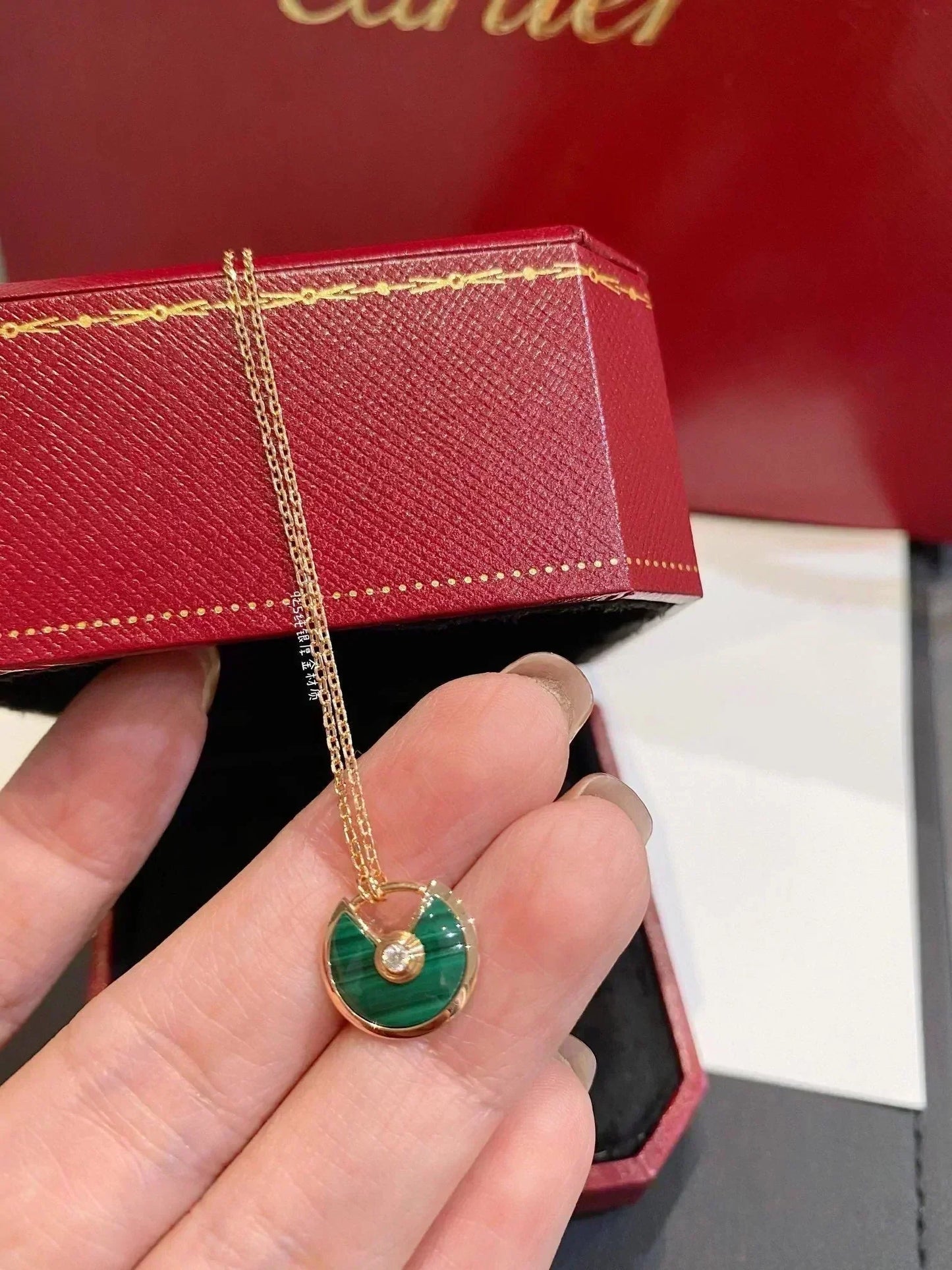 [Rose Jewelrys]AMULETTE ROSE GOLD MALACHITE NECKLACE