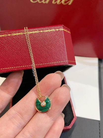 [Rose Jewelrys]AMULETTE ROSE GOLD MALACHITE NECKLACE
