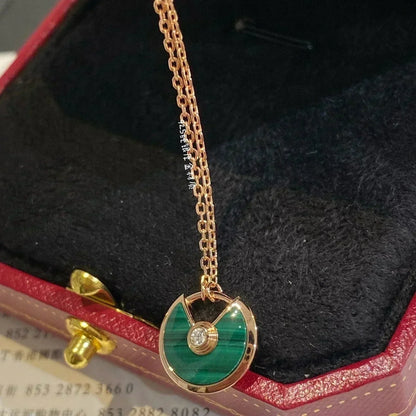 [Rose Jewelrys]AMULETTE ROSE GOLD MALACHITE NECKLACE