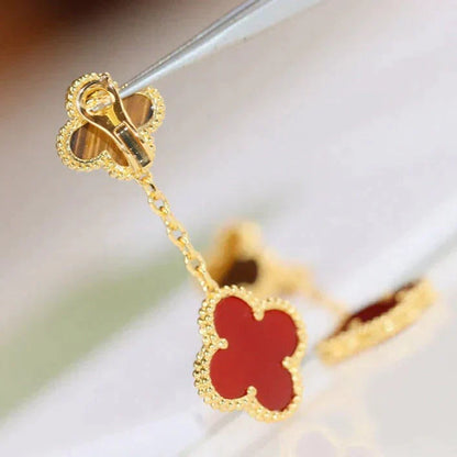 [Rose Jewelrys]CLOVER  2 MOTIF  TIGER EYE CARNELIAN EARRINGS