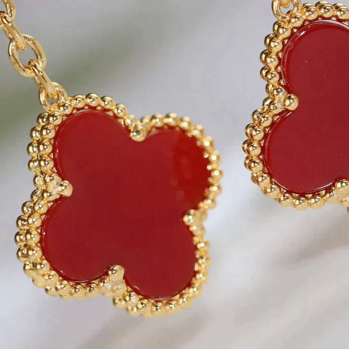 [Rose Jewelrys]CLOVER  2 MOTIF  TIGER EYE CARNELIAN EARRINGS