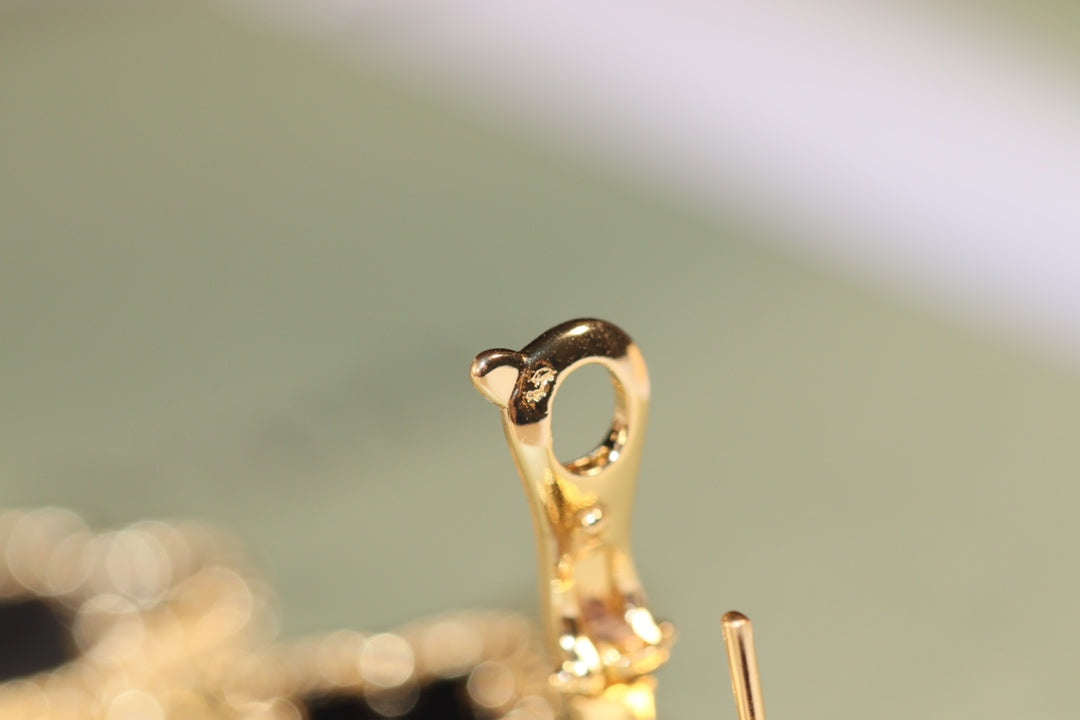 [Rose Jewelrys]CLOVER EARRINGS GOLD ONYX MOP 3 MOTIF