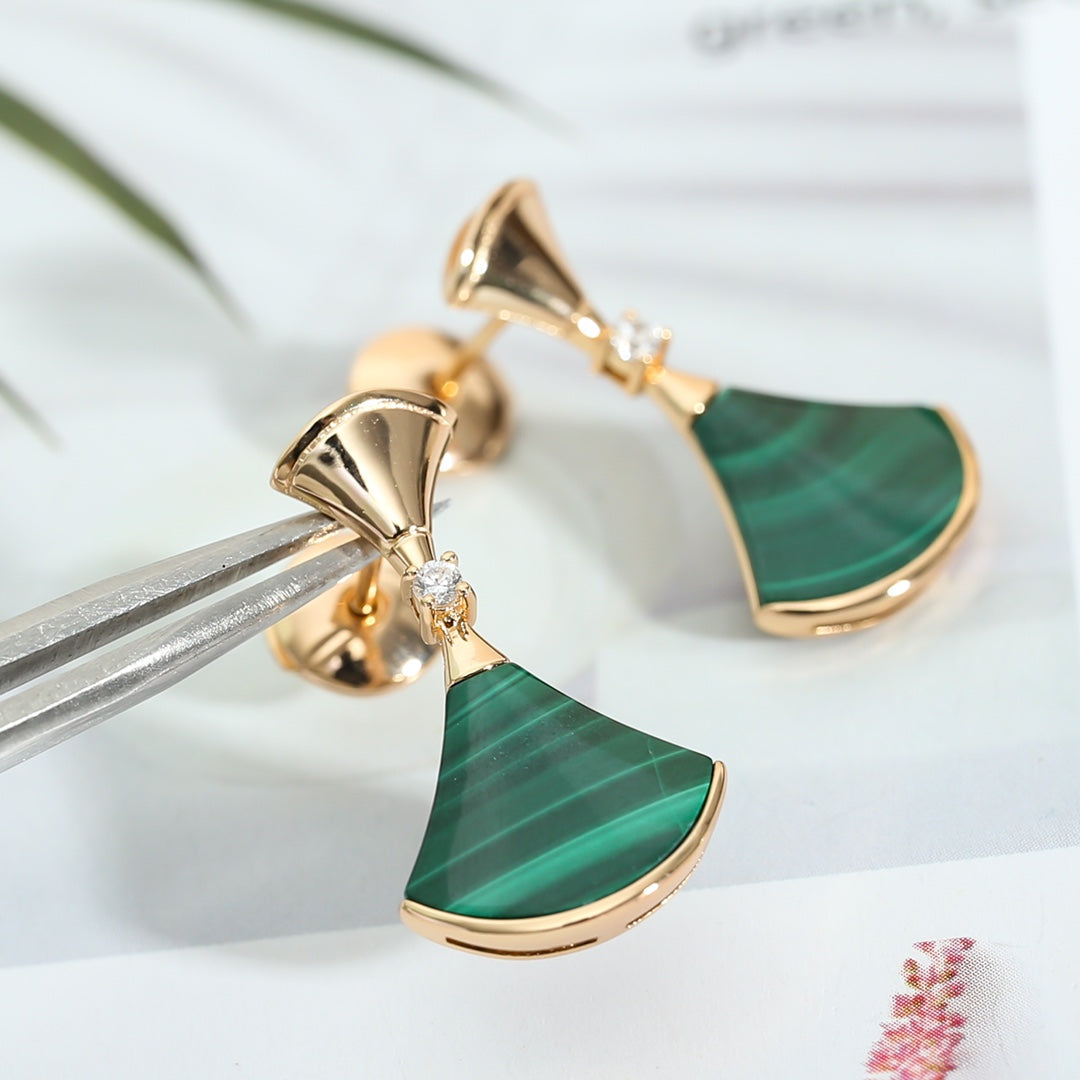 [Rose Jewelrys]DREAM MALACHITE PINK GOLD EARRINGS