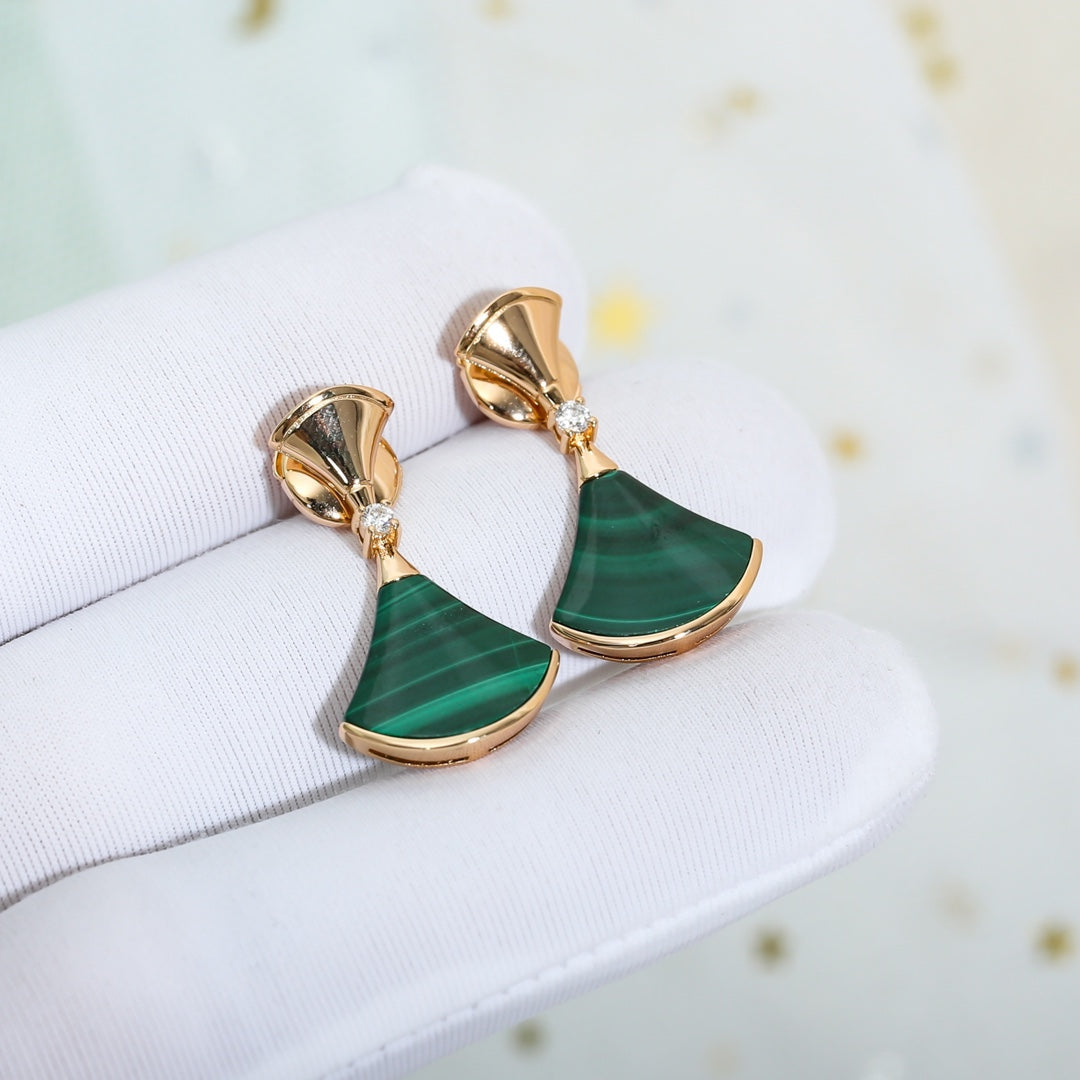 [Rose Jewelrys]DREAM MALACHITE PINK GOLD EARRINGS