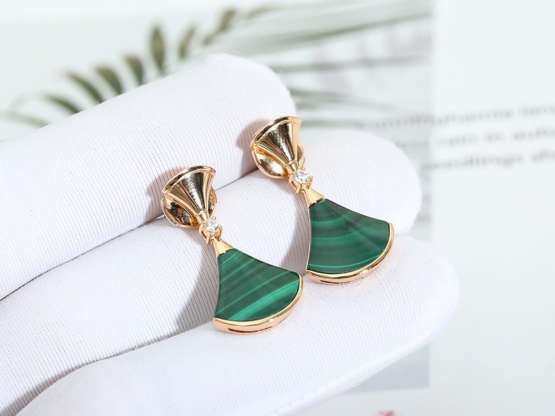 [Rose Jewelrys]DREAM MALACHITE PINK GOLD EARRINGS