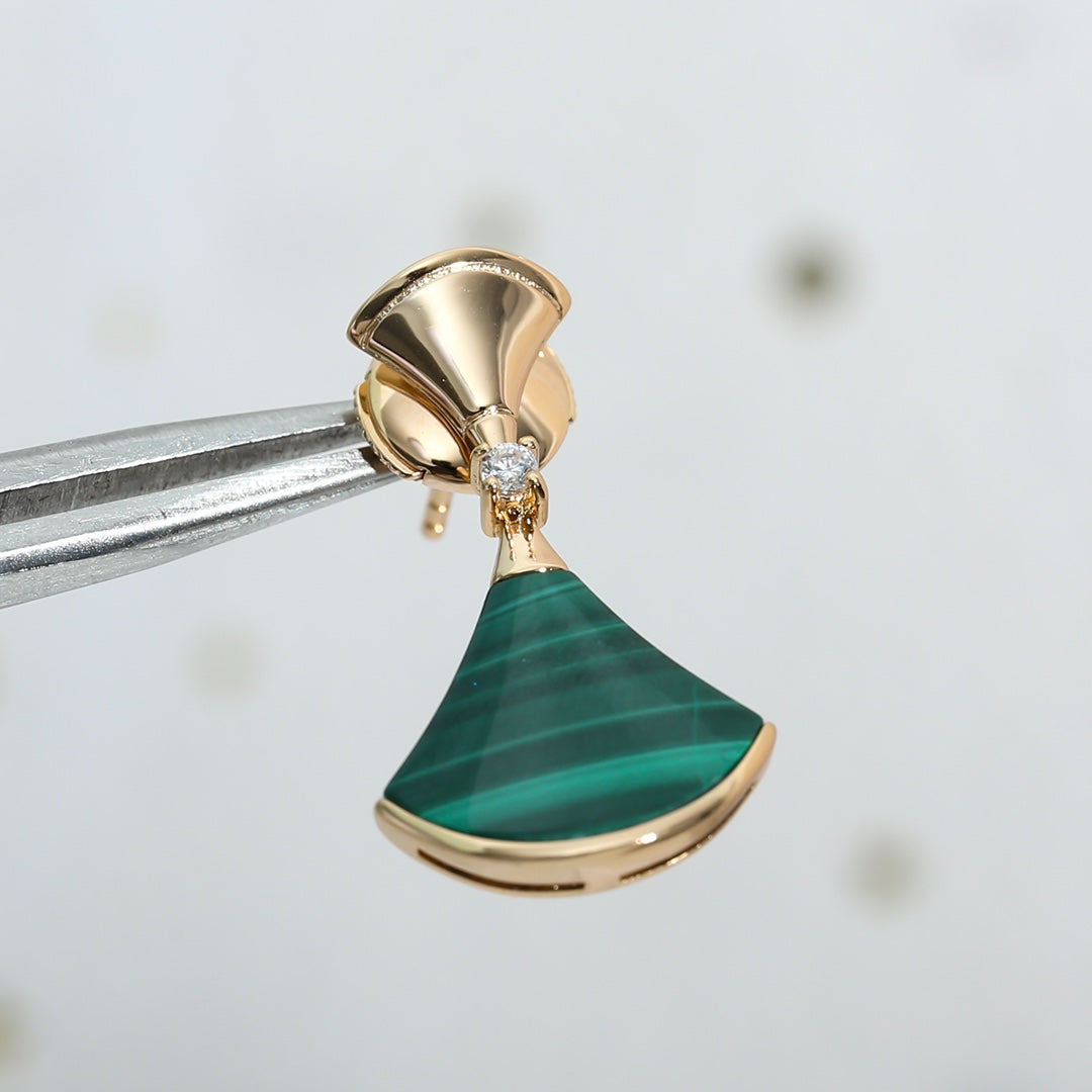 [Rose Jewelrys]DREAM MALACHITE PINK GOLD EARRINGS