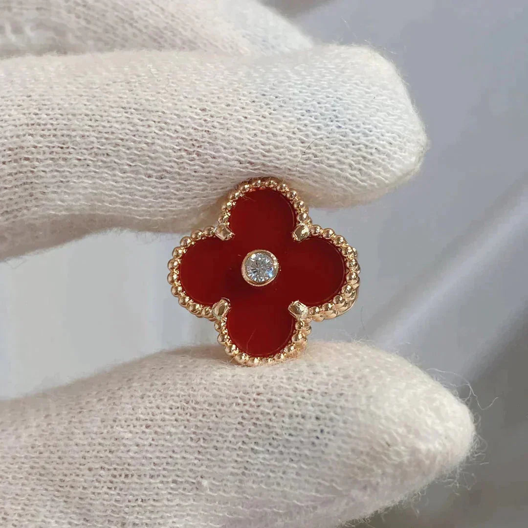 [Rose Jewelrys]CLOVER MEDIUM 1 MOTIFS CARNELIAN  DIAMOND earrings