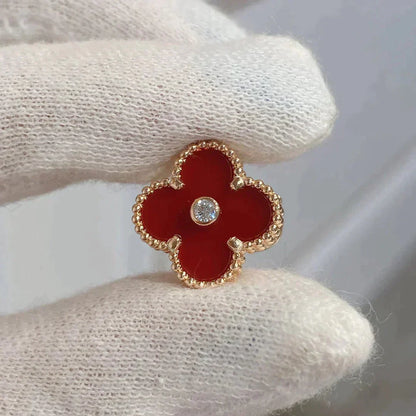 [Rose Jewelrys]CLOVER MEDIUM 1 MOTIFS CARNELIAN  DIAMOND earrings