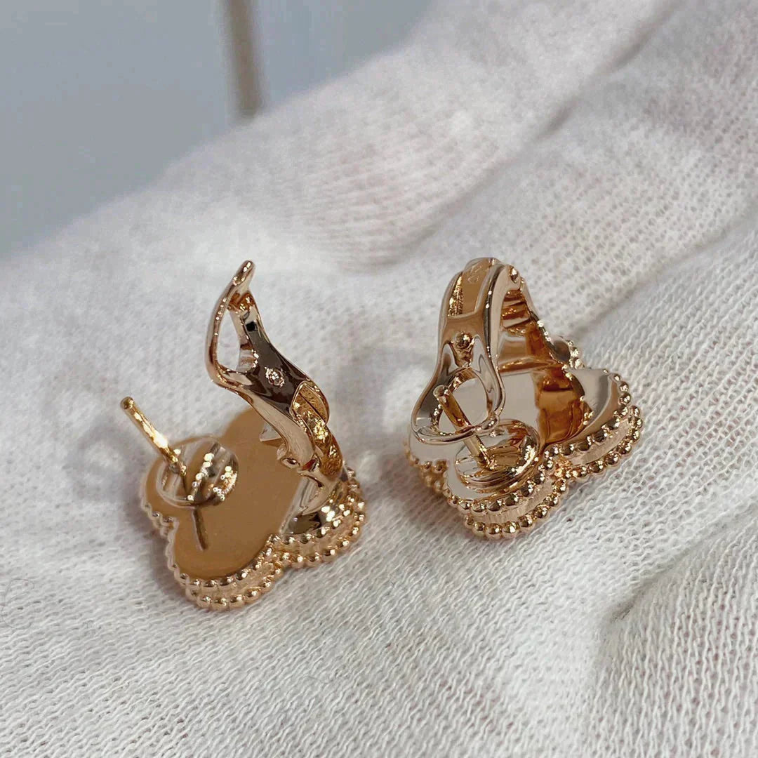 [Rose Jewelrys]CLOVER MEDIUM 1 MOTIFS CARNELIAN  DIAMOND earrings