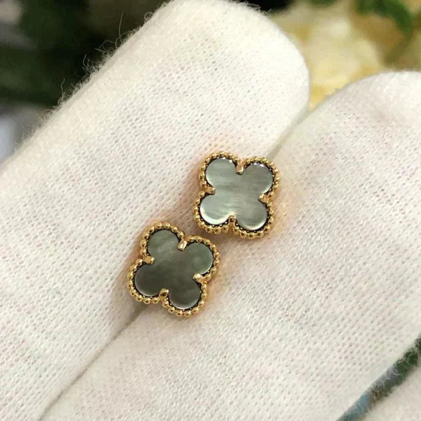 [Rose Jewelrys]CLOVER MINI 9.5MM GRAY MOP EARRINGS