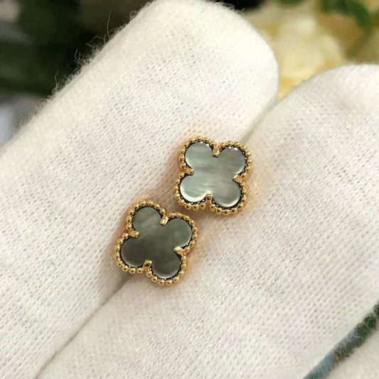 [Rose Jewelrys]CLOVER MINI 9.5MM GRAY MOP EARRINGS