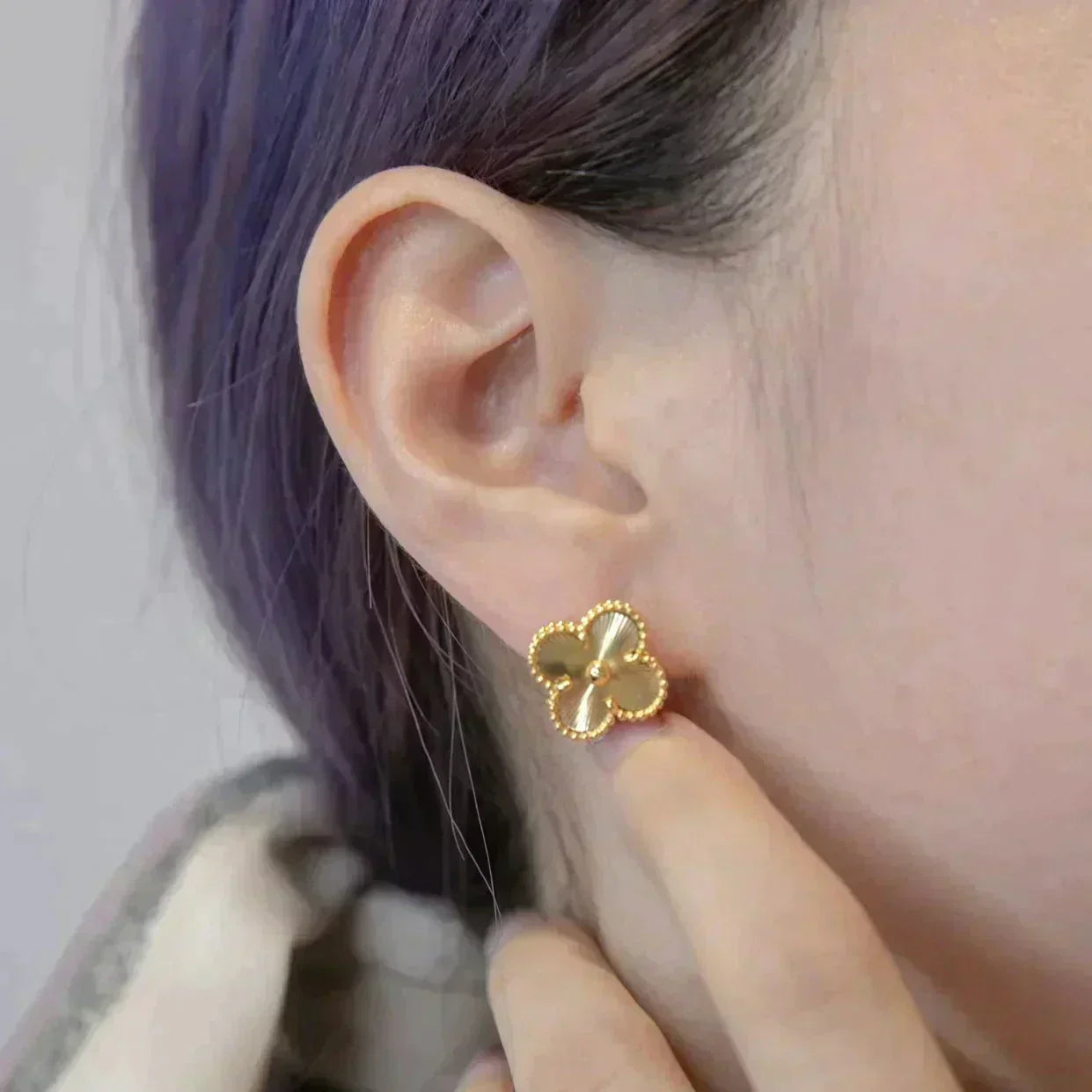 [Rose Jewelrys]CLOVER MEDIUM 1 MOTIFS LASER EARRINGS