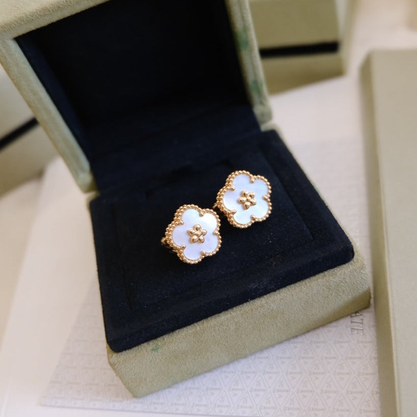 [Rose Jewelrys]LUCKY PINK GOLD WHITE MOP EARRINGS