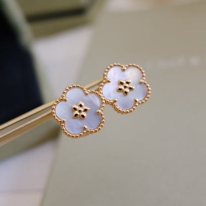 [Rose Jewelrys]LUCKY PINK GOLD WHITE MOP EARRINGS
