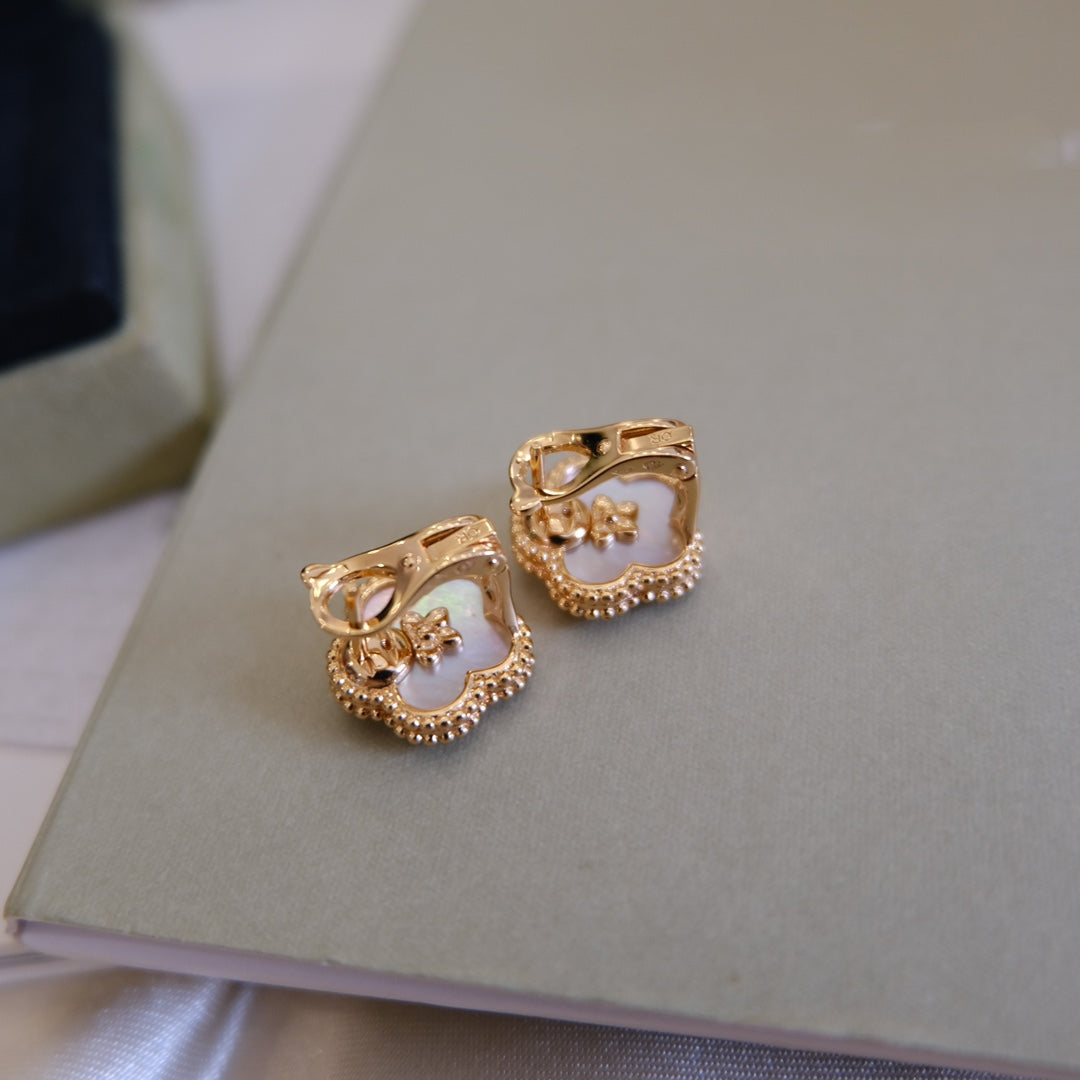 [Rose Jewelrys]LUCKY PINK GOLD WHITE MOP EARRINGS