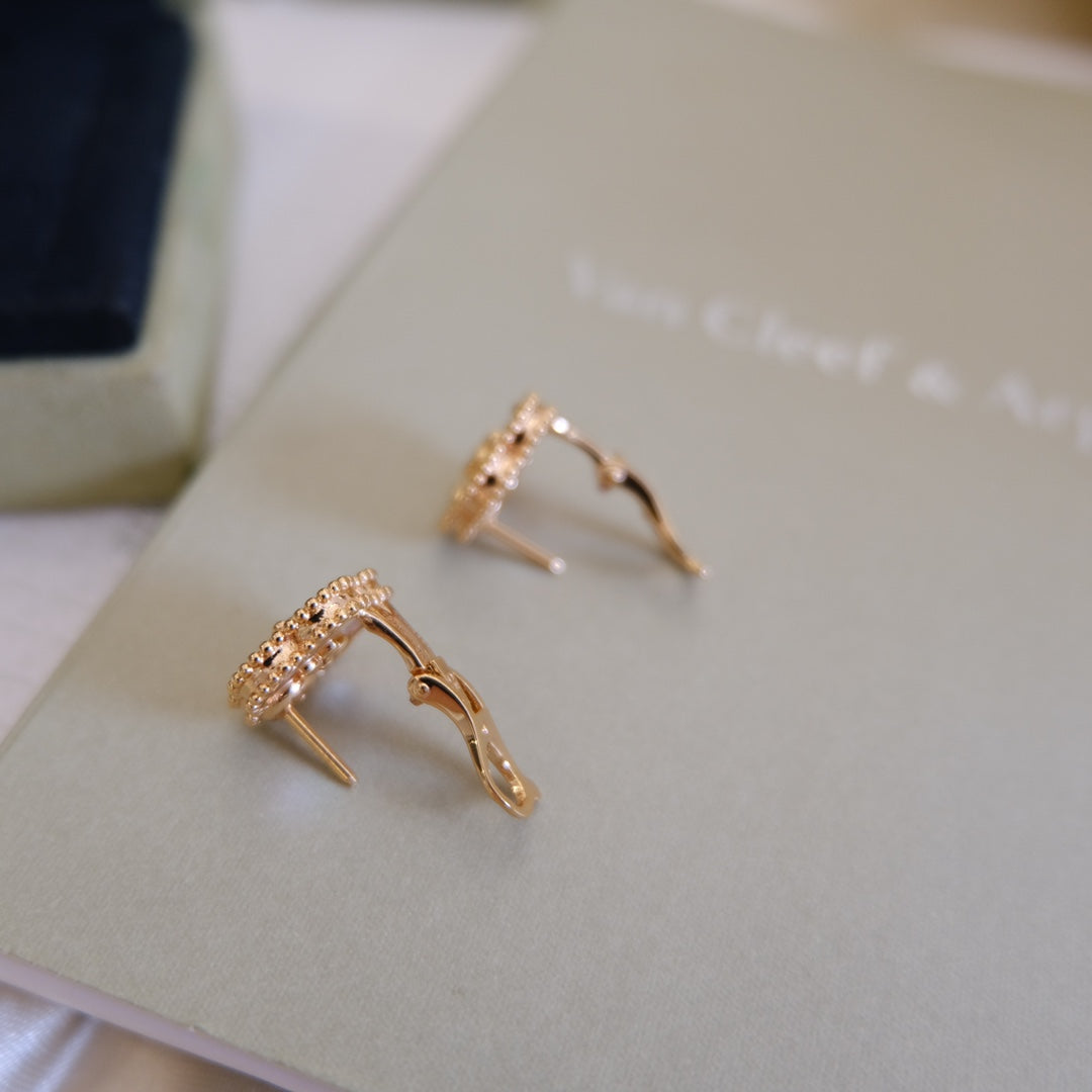 [Rose Jewelrys]LUCKY PINK GOLD WHITE MOP EARRINGS