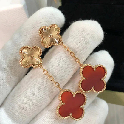 [Rose Jewelrys]CLOVER 2 MOTIF  LASER CARNELIAN EARRINGS
