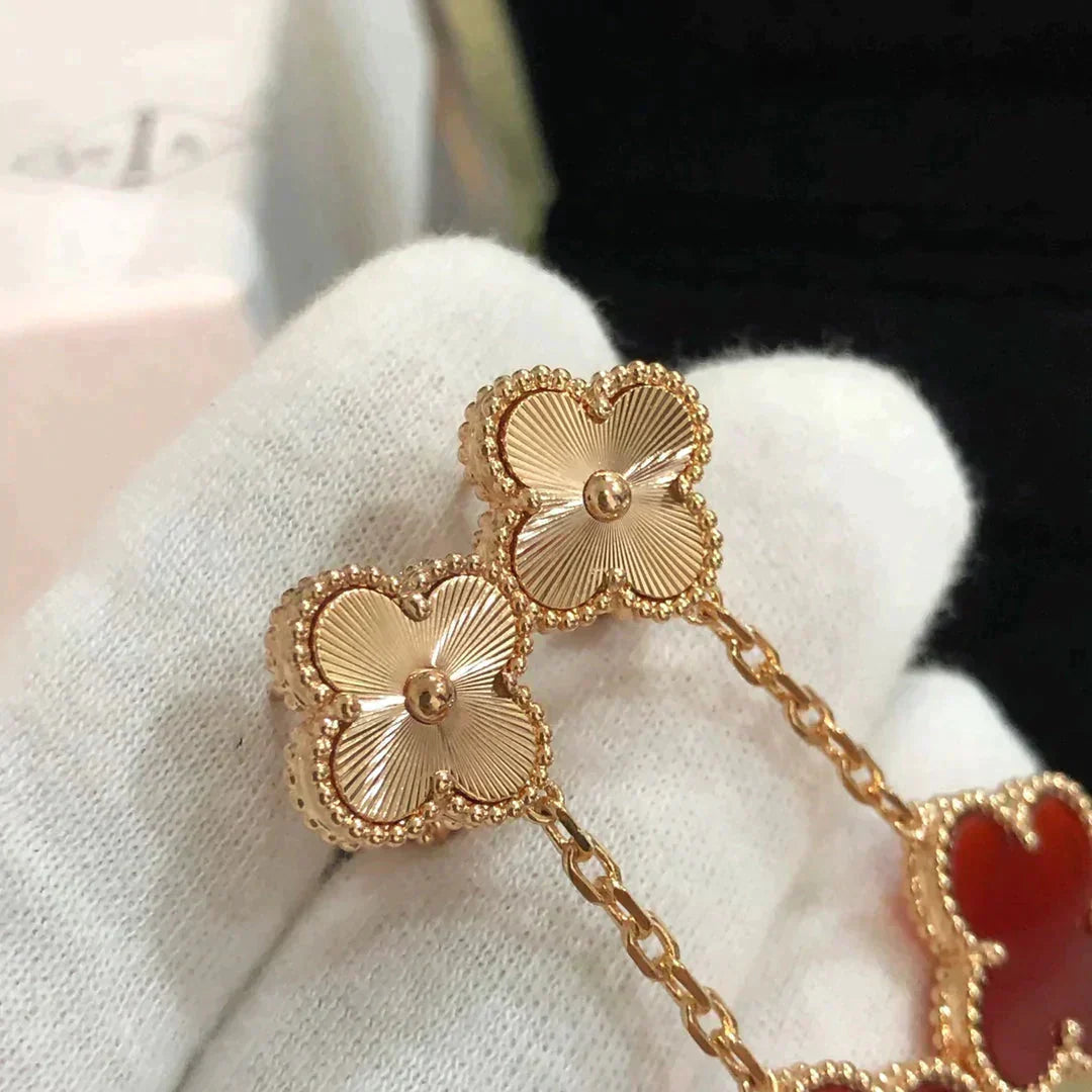 [Rose Jewelrys]CLOVER 2 MOTIF  LASER CARNELIAN EARRINGS