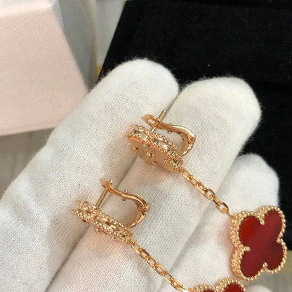 [Rose Jewelrys]CLOVER 2 MOTIF  LASER CARNELIAN EARRINGS