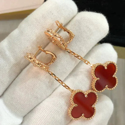[Rose Jewelrys]CLOVER 2 MOTIF  LASER CARNELIAN EARRINGS