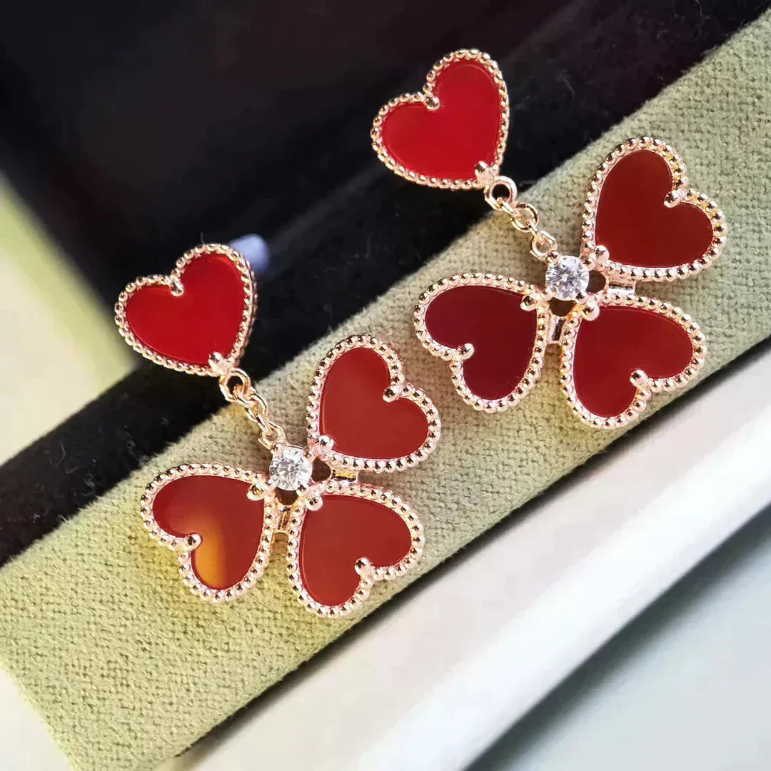 [Rose Jewelrys]SWEET CLOVER CARNELIAN EARRINGS