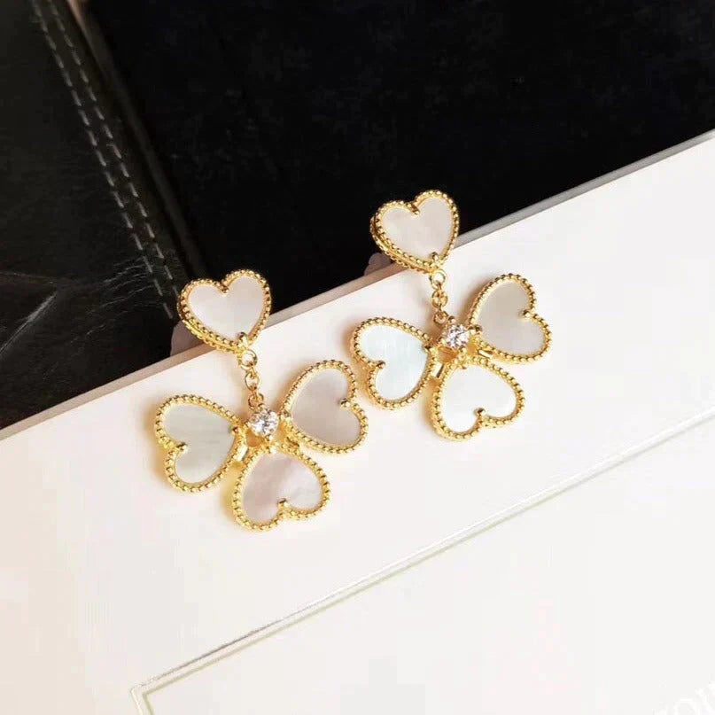 [🌹Rose💎]CLOVER SWEET WHITE MOP EARRINGS