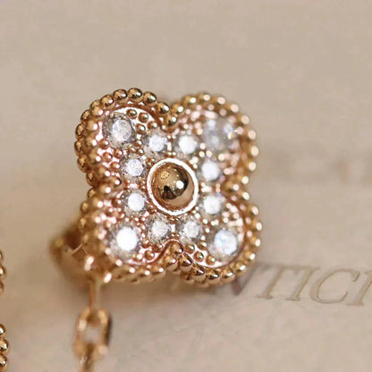 [Rose Jewelrys]CLOVER MEDIUM 1 MOTIFS FUll DIAMOND EARRINGS