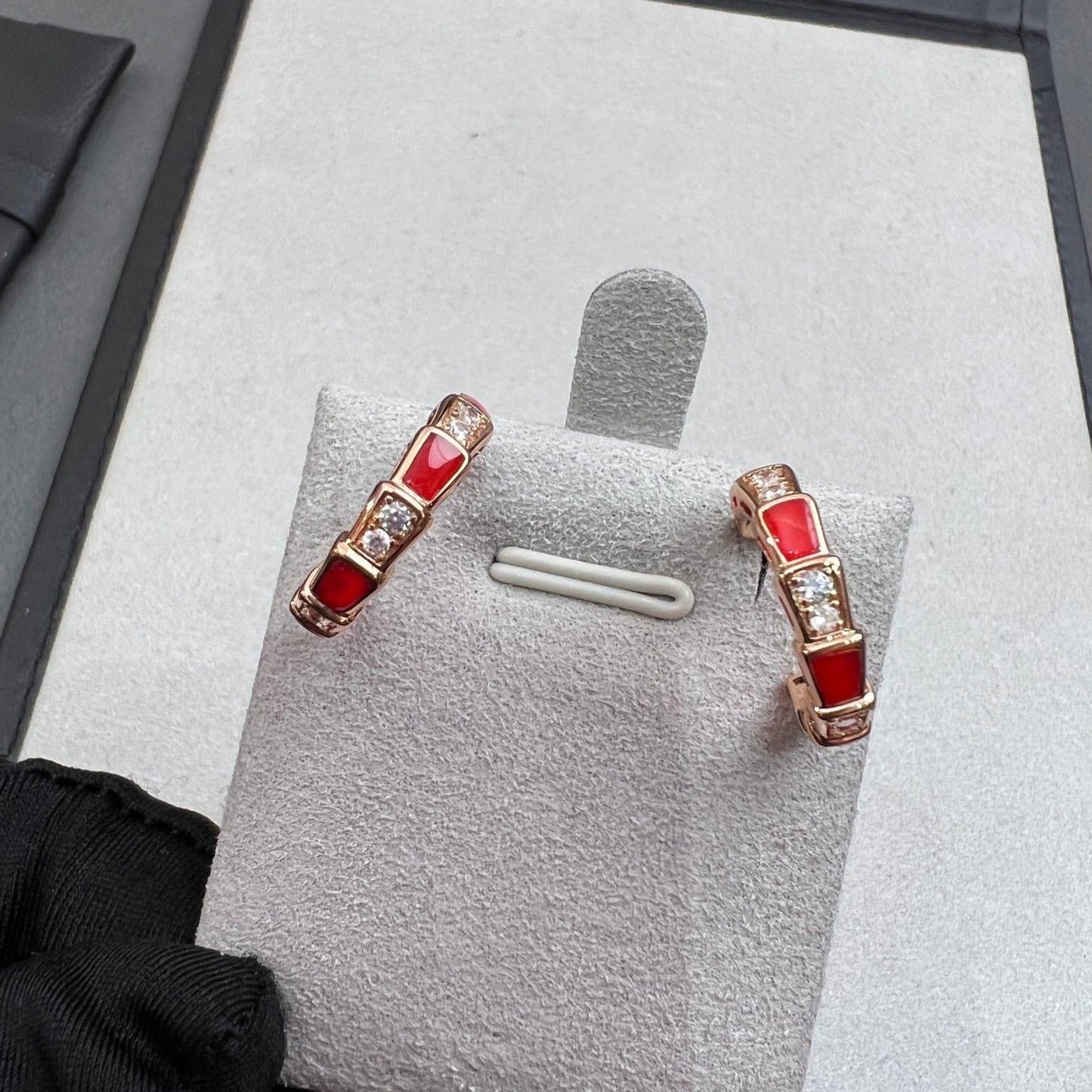 [Rose Jewelrys]SERPENTI CARNELIAN PINK GOLD EARRINGS