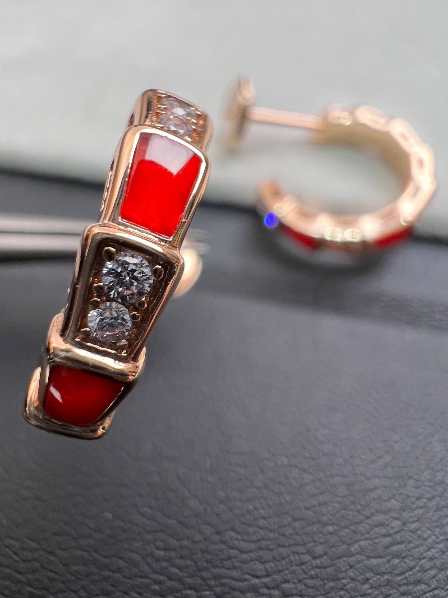 [Rose Jewelrys]SERPENTI CARNELIAN PINK GOLD EARRINGS